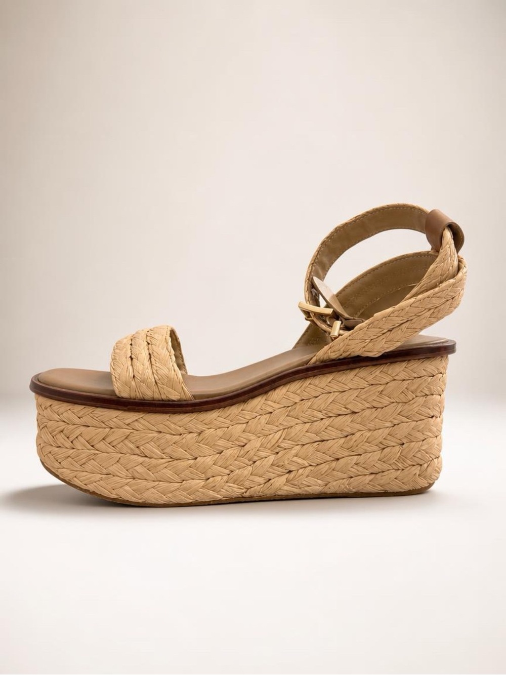 Michael Kors Woven Sandra Raffia Platform Sandal - Natural